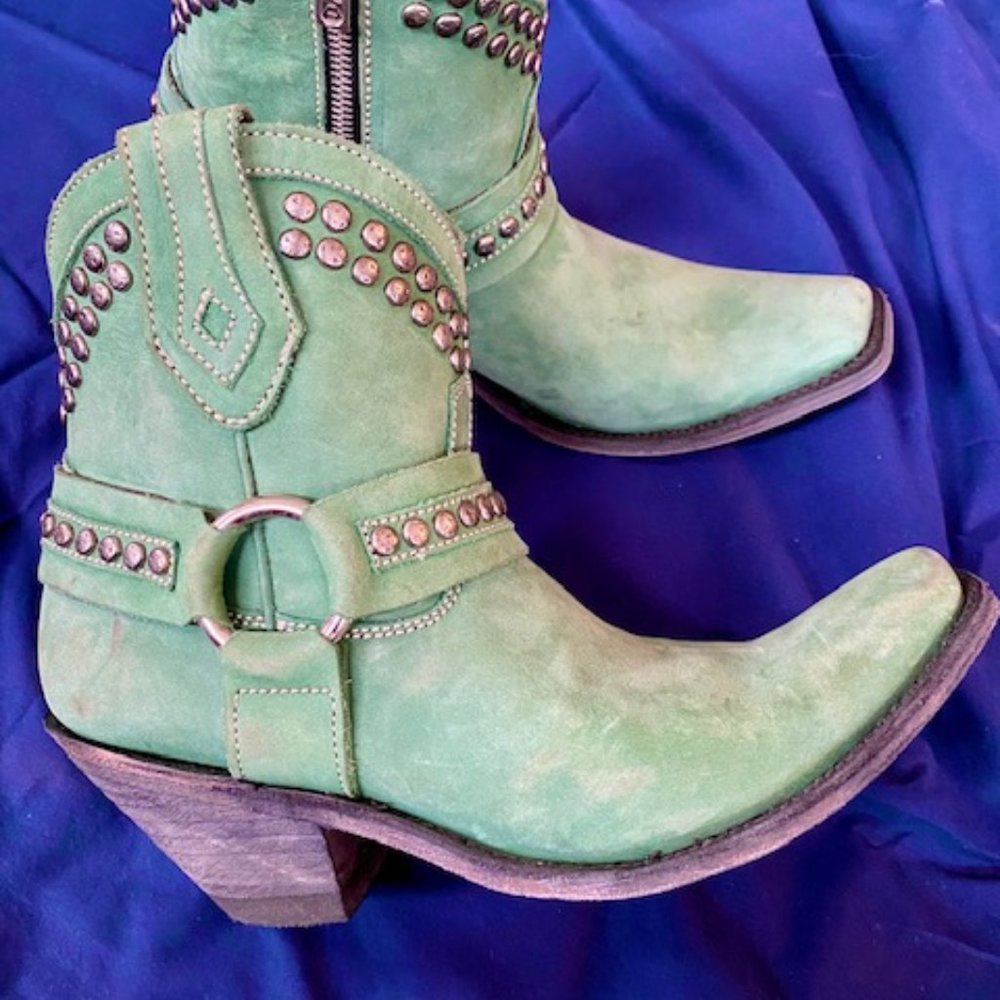 Old Gringo Mint Green Studded Ankle Booties